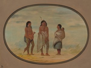 Nayas Kızılderili Şefi, Karısı ve Bir Savaşçı, 18551869. by George Catlin