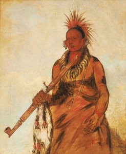 No-o-mún-nee, Walks in the Rain, a Warrior, 1832. by George Catlin