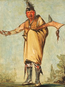 Náw-káw, Wood, Kabile Başkanı, 1828. by George Catlin