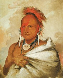 O-rón-gás-see, Ayı Yakalayıcı, Ünlü Bir Savaşçı, 1832. by George Catlin