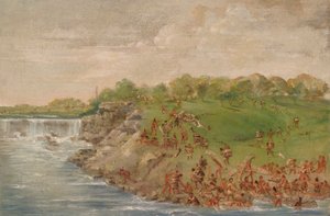 St. Anthony Şelalesi Etrafında Ojibwa Taşımacılığı by George Catlin