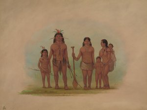 Orejona Şefi ve Ailesi, 18541869. by George Catlin