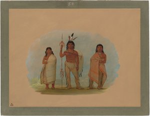 Ottawa Şefi, Karısı ve Bir Savaşçı by George Catlin
