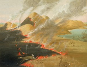 Prairie Bluffs Yanıyor by George Catlin