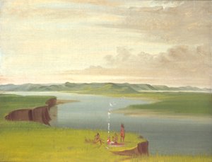 Yellowstone Nehri Ağzı Yakınında Gündoğumunda Çayır Kayalıkları by George Catlin