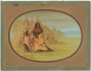 Puncah Şefi Ailesi Tarafından Çevrildi by George Catlin