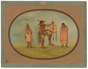 Saukie Savaşçısı, Karısı ve Bir Çocuk by George Catlin