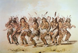 Sioux Ayı Dansı (renkli taş) by George Catlin