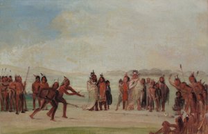 Tchung-kee, Yüzük ve Direkle Oynanan Bir Mandan Oyunu by George Catlin