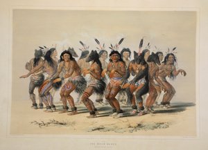 Ayı Dansı, bar. 1845 renkli litografi. by George Catlin