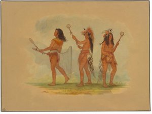 Üç Ünlü Top Oyuncusu - Choctaw, Sioux ve Ojibbeway by George Catlin