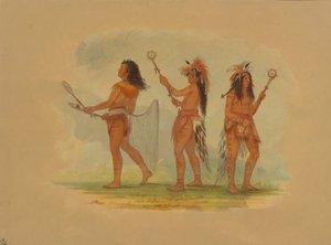 Üç Ünlü Top Oyuncusu - Choctaw, Sioux ve Ojibbeway, 1861. by George Catlin