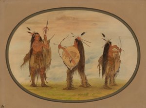 Savaş İçin Silahlı Üç Mandan Savaşçısı, 18611869. by George Catlin