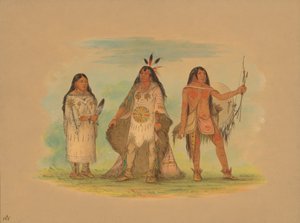 Üç Minatarree Kızılderilisi, 1861. by George Catlin
