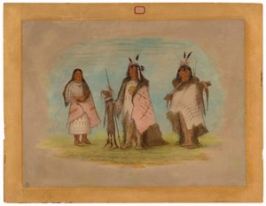 İki Blackfoot Savaşçısı ve Bir Kadın by George Catlin