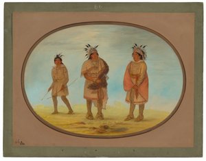 İki Weeah Savaşçısı ve Bir Kadın by George Catlin