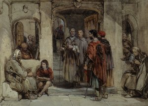 Bir Manastır Yaşamı Sahnesi, 1850 (kağıt üzerinde wc) by George Cattermole