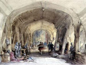 Bir Baronial Salonunun İçi (kağıt üzerinde wc) by George Cattermole