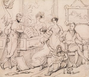 Bir Piyano Etrafında Bir Aile Grubu by George Chinnery