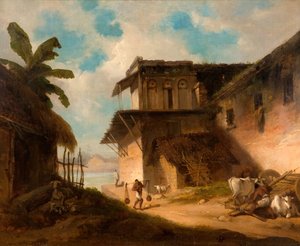 Bengal Köyü Sahnesi, 1821. by George Chinnery
