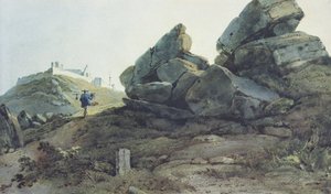 Rocks and a Hill Manastırı, Çin by George Chinnery