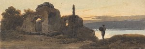 Göl kenarındaki tapınak by George Chinnery