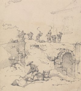 Bir Binayı Yıkan İşçiler by George Chinnery