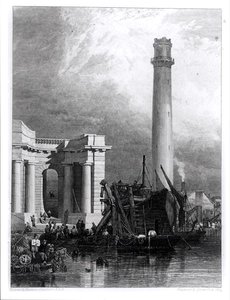 G. Cooke tarafından oyulmuş Shot Tower ve Waterloo Köprüsü by George Clarkson (after) Stanfield