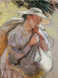 Köylü Kadın (kağıt üzerinde pastel) by George Clausen