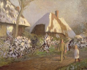 Frosty Öğleden Sonra Kulübeler by George Clausen