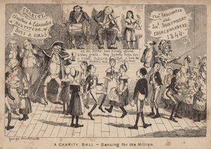 Bir Yardım Balosu - milyonlar için dans etmek; karikatür by George Cruikshank