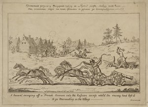 Bir Köylü, Düşman Köyde Yağmacılığa Gitmek İçin Onu Bırakmışken Rus Kampına Fransız Topu Taşıyarak, 8 Haziran 1813