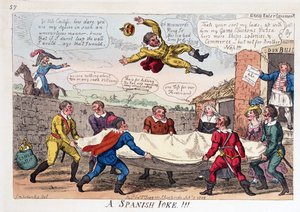 İspanyol Şakası, pub. 1808 (el renkli gravür) by George Cruikshank