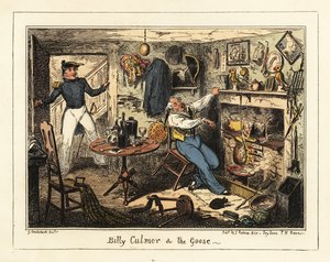 Bir deniz teğmeni, eski bir deniz piyadesini göreve çağırıyor, 1826 (litografi) by George Cruikshank