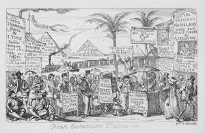Ucuz gezi trenleri, yani hayal edilen kitle turizminin geleceği (gravür) by George Cruikshank