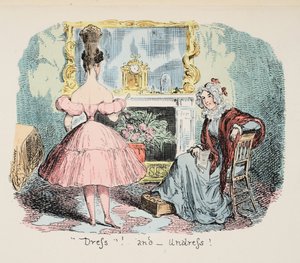 Giyin ve soyun, bar. 1832 (El renkli gravür) by George Cruikshank