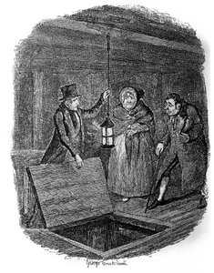 Charles Dickens (1812-1870), George Cruikshank (1792-1878) tarafından “Olivier Twist” (Olivier) için çizim. by George Cruikshank