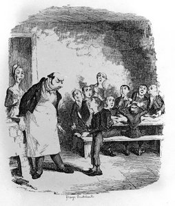 Charles Dickens (1812-1870), George Cruikshank (1792-1878) tarafından “” Oliver Twist” (Olivier) için çizim. by George Cruikshank
