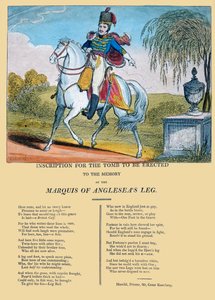 Anglesea Markisinin bacağının anısına dikilecek mezarın yazıtı, R. Harrild tarafından yayınlandı, c.1815 by George Cruikshank