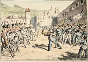 Greenwich Hastanesinden Jacks Trump of Defiance, Deniz Kuvvetleri Eskizleri Dizisi, Bir Savaş Adamının Yaşamını Tanımlayan, pub. 1826 (el renkli gravür) by George Cruikshank