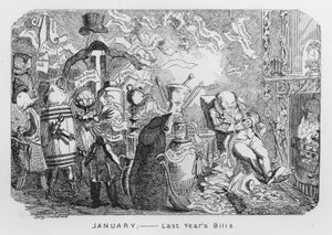 Ocak, Geçen Yıl Faturaları (gravür) by George Cruikshank