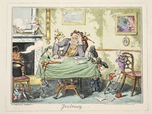 Kıskançlık, bar. 1835 (el renkli gravür) by George Cruikshank
