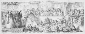 Bayanlar, "Sözün İhlali" için aşağılık bir hergeleyi deniyor. (Oymak) by George Cruikshank