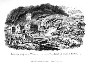 Londra Şehir dışına çıkıyor - veya Tuğla ve Harç Yürüyüşü, 1829 by George Cruikshank