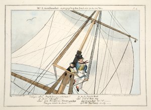 Bay B. Mastheaded - veya 304. kez temiz havanın tadını çıkarırken, The Progress of a Midshipman, 1835 (el boyaması gravür) by George Cruikshank