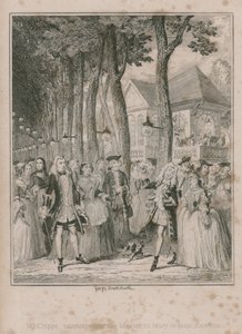Bay Cripps, Mary-le-bone Gardens'ta Mater'ıyla karşılaşıyor by George Cruikshank