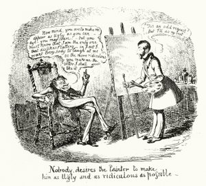 Kimse Ressamın kendisini olabildiğince Çirkin ve gülünç yapmasını istemez (gravür) by George Cruikshank