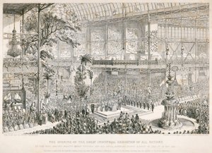 Büyük Serginin Açılışı, Crystal Palace, Hyde Park, Londra, 1851 by George Cruikshank