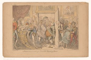 aşırı salon Kalabalık bir misafir odasının sakıncaları (nesne üzerinde başlık) by George Cruikshank