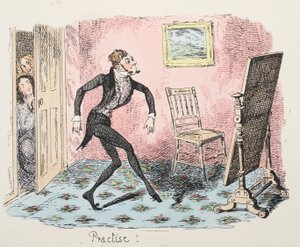 Alıştırma, bar. 1832 (el renkli gravür) by George Cruikshank
